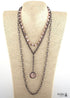 Boho Necklace, RH Antique Brass White Stone Glass